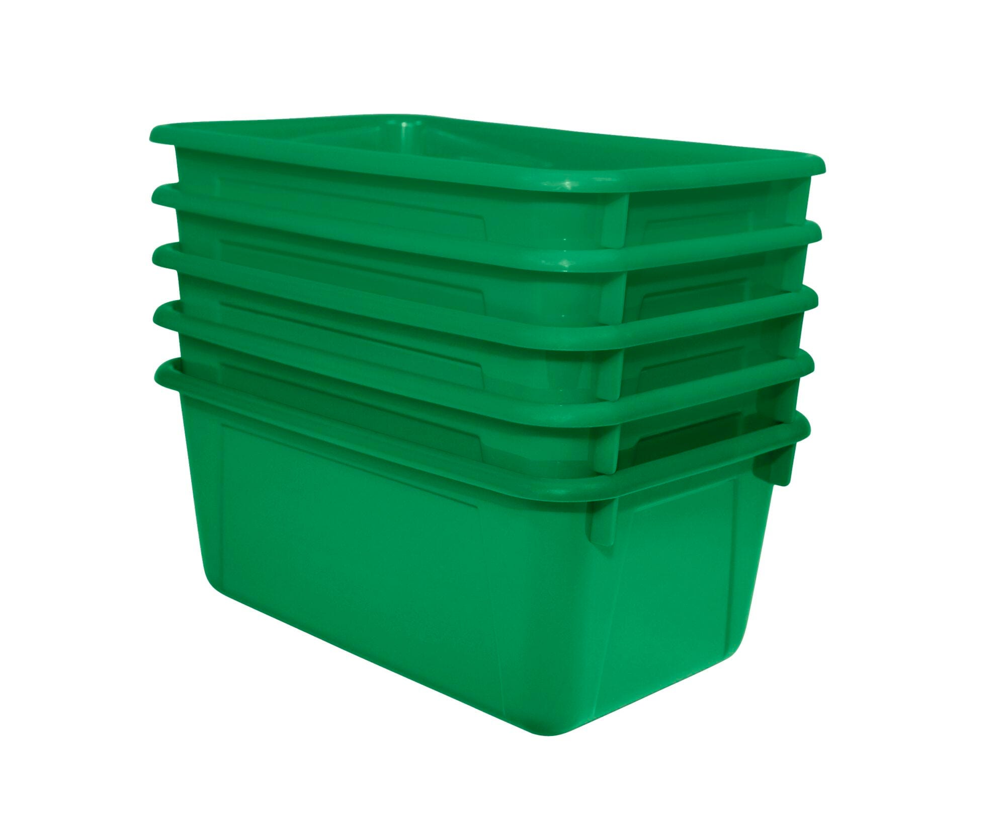 School Smart Storage Bin, 7-7/8 x 12-1/4 x 5-3/8 Inches, Green, Pack of 5 1594740